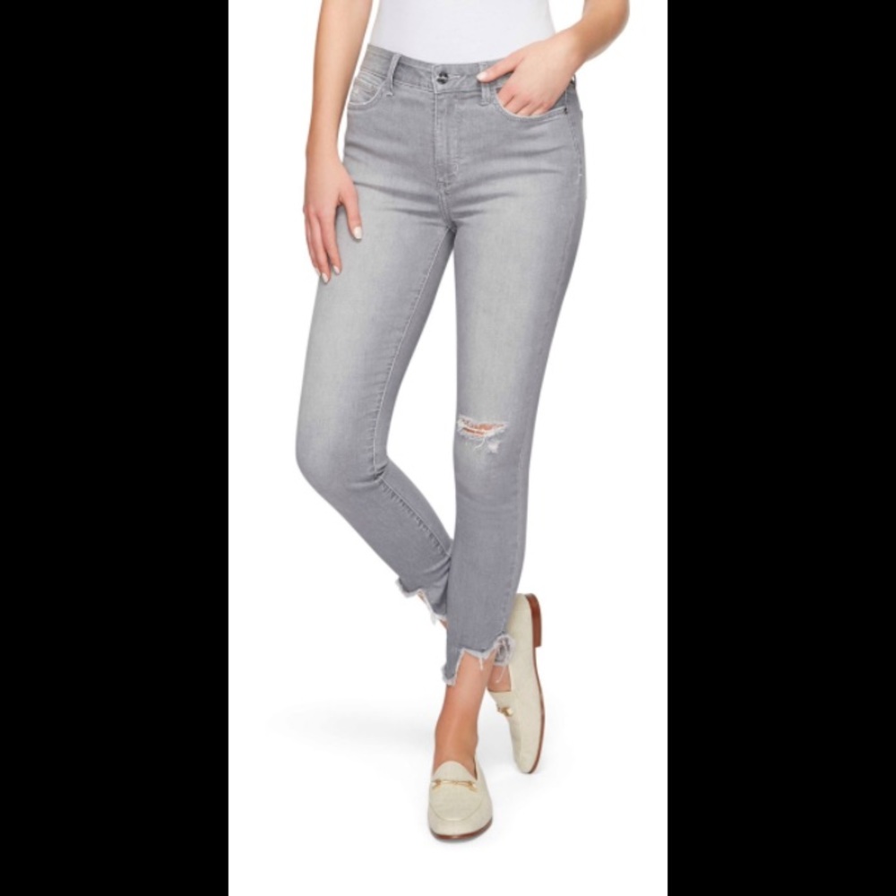 Sam Edelman High Rise Skinny Raw Hem Grey Jeans 25